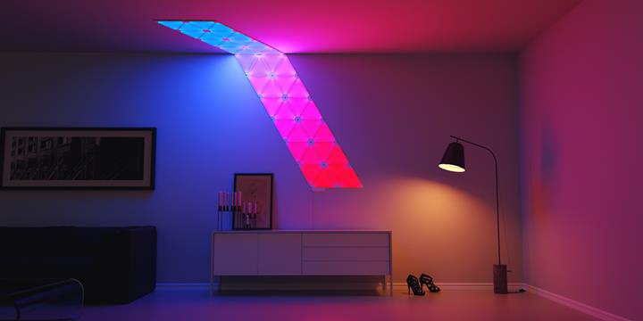Nanoleaf lighting a living room